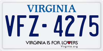 VA license plate VFZ4275