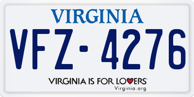 VA license plate VFZ4276