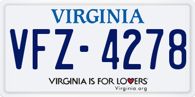 VA license plate VFZ4278