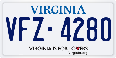 VA license plate VFZ4280