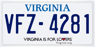 VA license plate VFZ4281