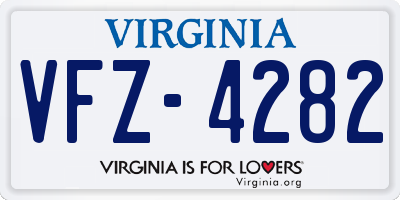 VA license plate VFZ4282