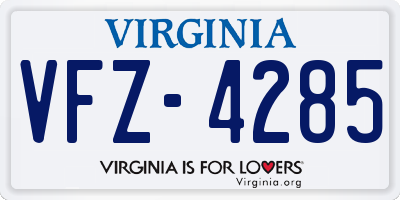 VA license plate VFZ4285
