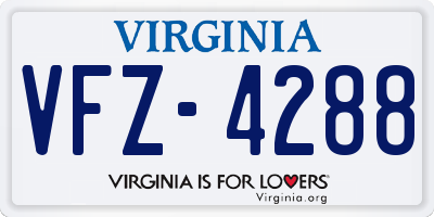 VA license plate VFZ4288