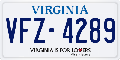 VA license plate VFZ4289