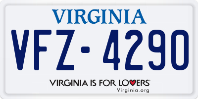VA license plate VFZ4290