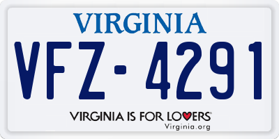 VA license plate VFZ4291