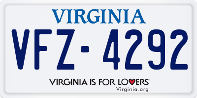 VA license plate VFZ4292
