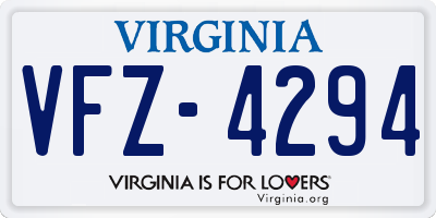 VA license plate VFZ4294