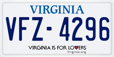 VA license plate VFZ4296