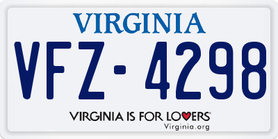 VA license plate VFZ4298