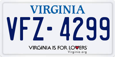 VA license plate VFZ4299