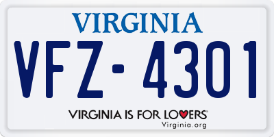 VA license plate VFZ4301