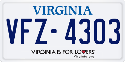 VA license plate VFZ4303