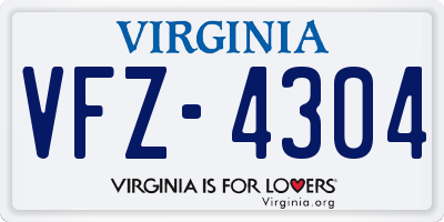 VA license plate VFZ4304