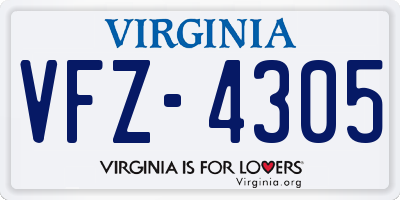 VA license plate VFZ4305