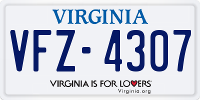 VA license plate VFZ4307