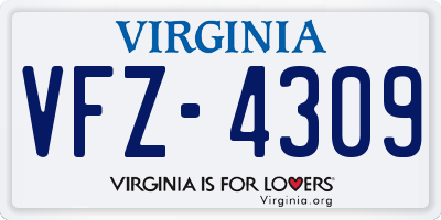 VA license plate VFZ4309