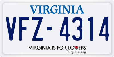 VA license plate VFZ4314
