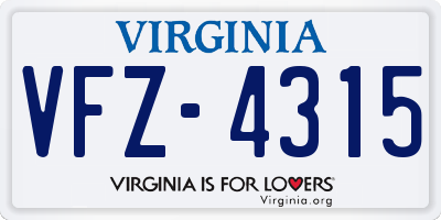 VA license plate VFZ4315