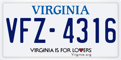 VA license plate VFZ4316
