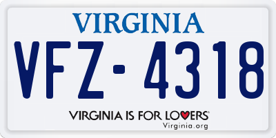 VA license plate VFZ4318