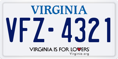 VA license plate VFZ4321