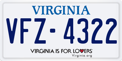 VA license plate VFZ4322