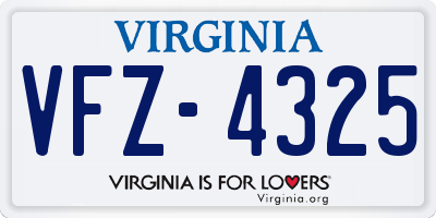 VA license plate VFZ4325