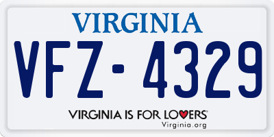 VA license plate VFZ4329