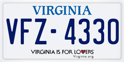 VA license plate VFZ4330