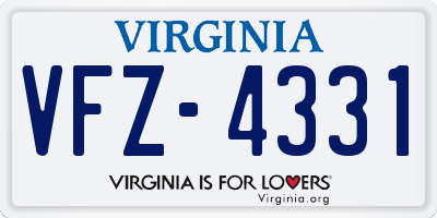VA license plate VFZ4331
