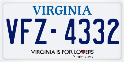 VA license plate VFZ4332