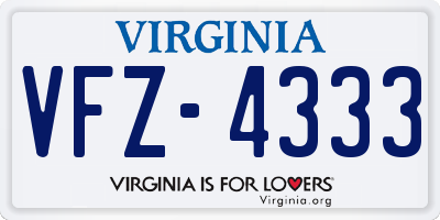 VA license plate VFZ4333