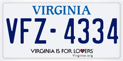 VA license plate VFZ4334