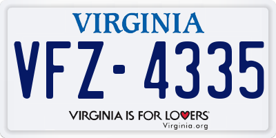 VA license plate VFZ4335