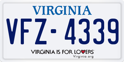 VA license plate VFZ4339