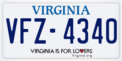 VA license plate VFZ4340
