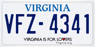 VA license plate VFZ4341