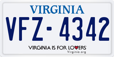 VA license plate VFZ4342