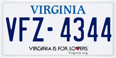VA license plate VFZ4344