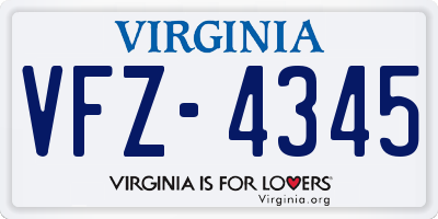 VA license plate VFZ4345