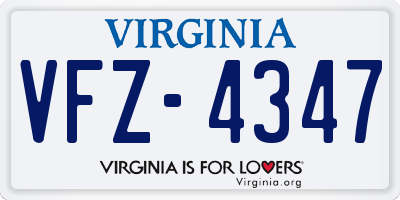 VA license plate VFZ4347