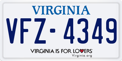 VA license plate VFZ4349