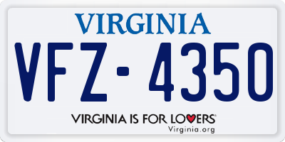 VA license plate VFZ4350