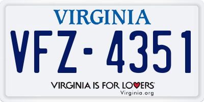 VA license plate VFZ4351