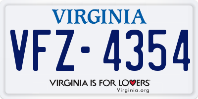 VA license plate VFZ4354