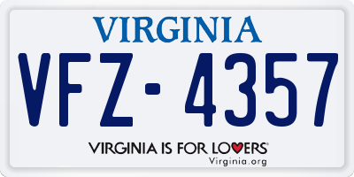 VA license plate VFZ4357
