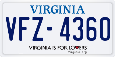VA license plate VFZ4360