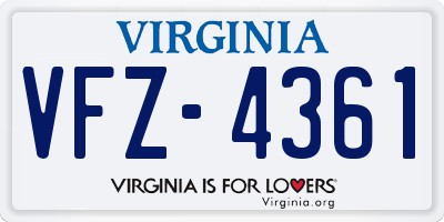 VA license plate VFZ4361